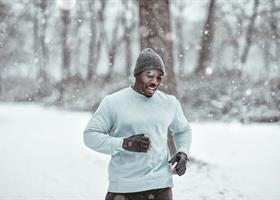 A runner in the snow.