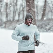 A runner in the snow.
